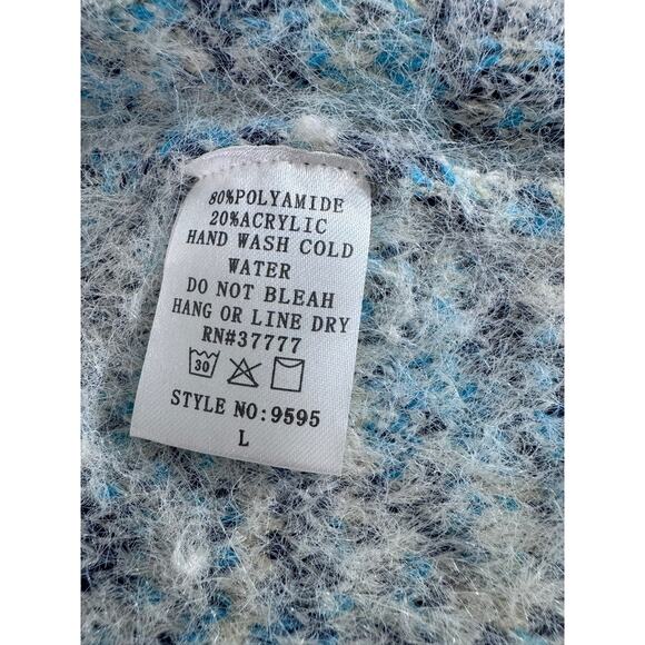 "RENEE C." Sweater Blazer Open Front Long SZ L USA Fuzzy Very Soft Quiet Luxury - Picture 7 of 8